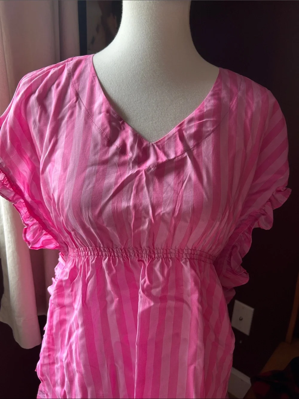 Girls 14 Pink Striped Swim Dress
